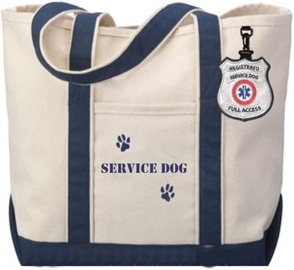 “Registered Service Dog” Identification Patch Tag | Clips on Service Dog Vest, Harness, Collar, Leash or Carrier | Includes Five Service Dog Handout Cards