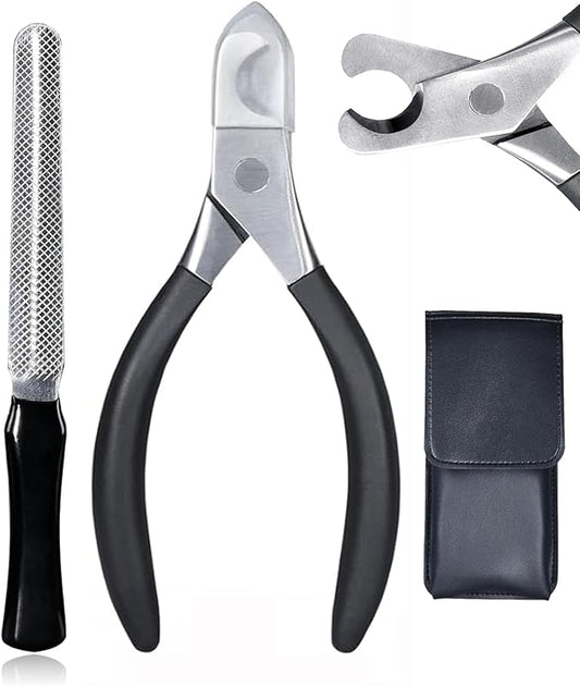 Large Dog Nail Clippers and File Set for Thick Nails Heavy Duty 420 Stainless Steel Grooming Kit, Anti-Slip Handle &PU Leather Case –Safe Trimming for Giant Breeds
