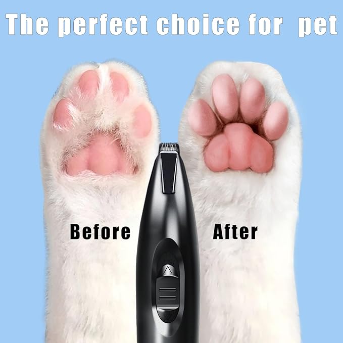 KIKETECH LED Dog Paw Trimmer - Cordless, Low Noise Dog Clippers for Grooming, Rechargeable Small Area Shaver for Cats, CoalBlack