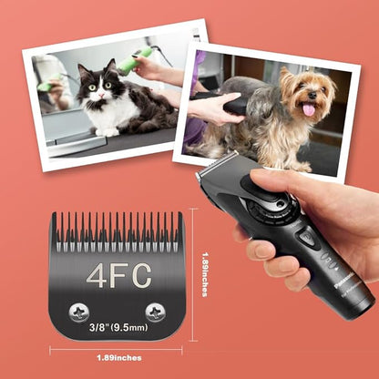Docal 5FC Pet Dog Grooming Detachable Blades, Compatible with Andis Size-5FC Cut Length 1/4"(6.3mm), Most A5,KM Series Clippers,Made of Ceramic Blade (Black)