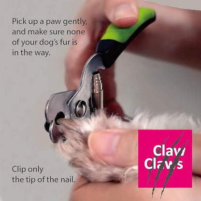 Dog Nail Trimmers for Medium Dog and Cat, with Protective Guard to Avoid Over-Cutting, Stainless Steel Blades and Anti-Slip Handle, Professional Grooming Scissors