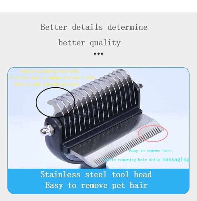 Dog Brush for Shedding,Professional Pet Grooming Tool,2 in 1 Dematting Comb & Undercoat Rake for Long Haired Dogs,Mats & Tangles Removing,Deshedding Tool for Long Haired Cats (large, blue)