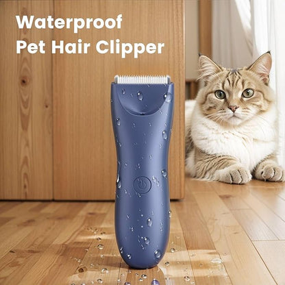 Quiet Dog Hair Clipper,Lightweight 6000RPM Powerful Quick Charged Hair Remover Waterproof Paw Hair Trimmer Kits for Dogs and Cats Blue