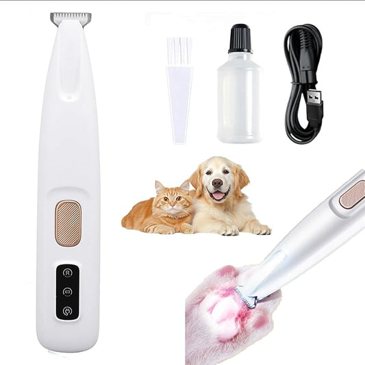 Cats Dog Trimmer with LED Light, Paw Trimmer for Dogs Electric, Pets Hair Clippers for Cats Paws, Electric Pet Grooming Tool, Cordless, Low Noise Rechargeable Pet Shaver for Paws Eyes Ears Face Rump