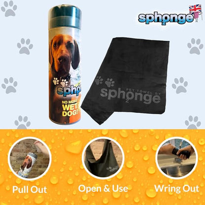 SPh2ONGE Highly Absorbent Pet and Dog Towel | 66 X 43cm | Dark Grey