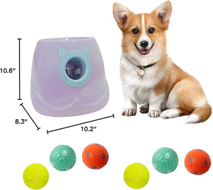 ptlsy Automatic Dog Ball Launcher - Interactive Puppy Pet Indoor Thrower for Small & Medium Dogs, 3 Balls Included (2 inch, Purple)