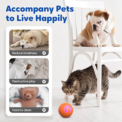 Interactive Dog Ball, 2026 Upgraded Activated Automatic Rolling Balls for Dogs, Self Moving Vibrating Smart Jumping Bouncing and Rotating Pets Toy to Keep Them Busy (HOT-Orange)
