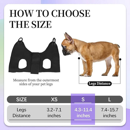 PatiencET Dog Grooming Hammock for Small Dogs Pet Hammock for Nail Trimming Dog Sling for Nail Clipping Dog Hanging Harness (Black S)