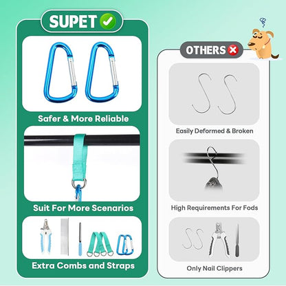 Supet Dog Grooming Hammock Harness for Cats Dogs, Relaxation Pet Restraint & Small Animal Leashes Sling Helper Nail Trimming Clipping, Grey
