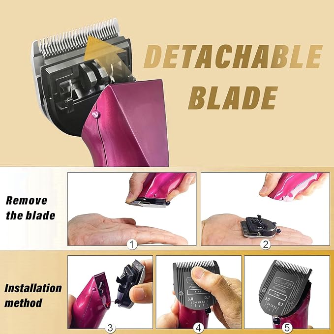 Detachable Adjustable Pet Dog Grooming Clipper 5-in-1 Blade Compatible with WAHL Professional Animal Blade Arco, Bravura, Chromado, Creativa, Figura, and Motion Pet, Dog, and Horse Clippers Black