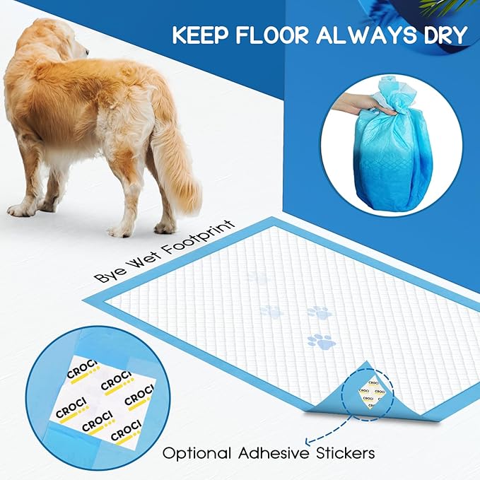 CROCI Wee Wee Pads for Dogs - 30x36in Extra Large Super Puppy Dog Pads with Adhesive Tabs, Super Absorbent Up to 8 Cups, Disposable (40 Counts)