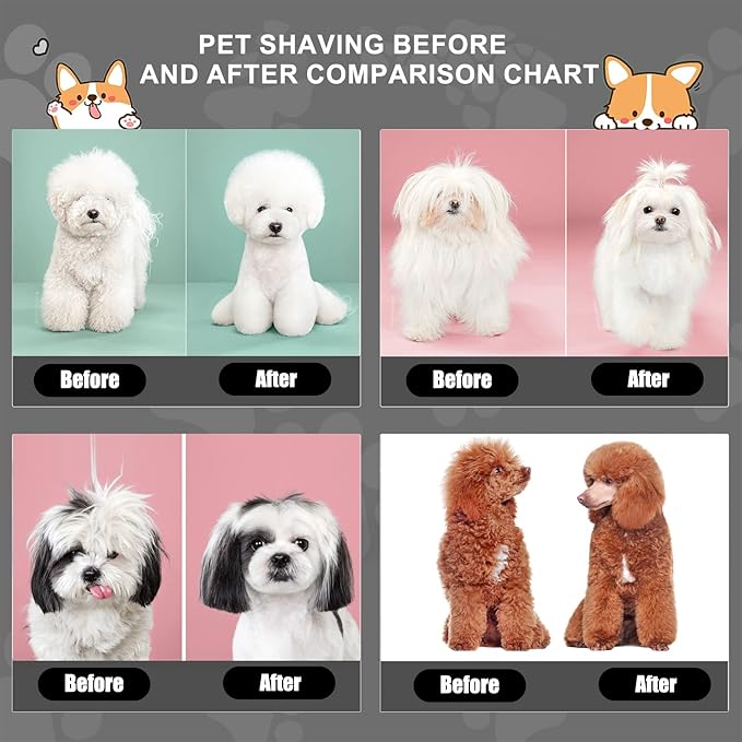 Dog Grooming Clippers, Professional Dog Clipper for Thick Coat Low Noise with Guard Combs Brush,2 Speeds Heavy Duty Design for Thick Heavy Coats,Dogs,Cats,Sheep Animal Haircut