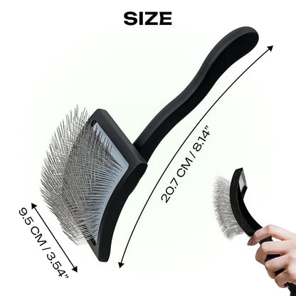 Natural Wooden Grooming Brush for Pets – Long Metal Pins Slicker for Dogs & Cats