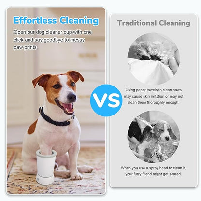 Automatic Dog Paw Cleaner Washer and Massager, Electric Pet Foot Paws Washer for Dogs Cats, USB Portable Dog Feet Cleaner Cup for Medium to Large Dogs, Pet Grooming Supplies(White)
