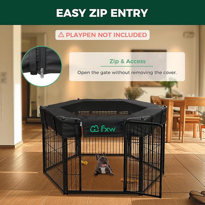 FXW Mesh Top Cover Specialized for FXW Dog Playpen (Not Suitable for Other Brands), Fits for FXW 32"/40"/45" H 6 Panels Homeplus/Rollick/Instant Dog Playpen│Patent Pending (Playpen not Included)