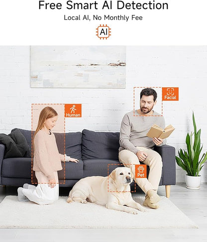 3K Pet Camera, 5G WiFi Indoor Camera with 4x Zoom, Pet/Dog/Baby Camera with Phone app, Human/Pet/Facial Detection, 360 Pan-Tilt AI Tracking, Night Vision, Plug in, Two-way Audio, Privacy Mode
