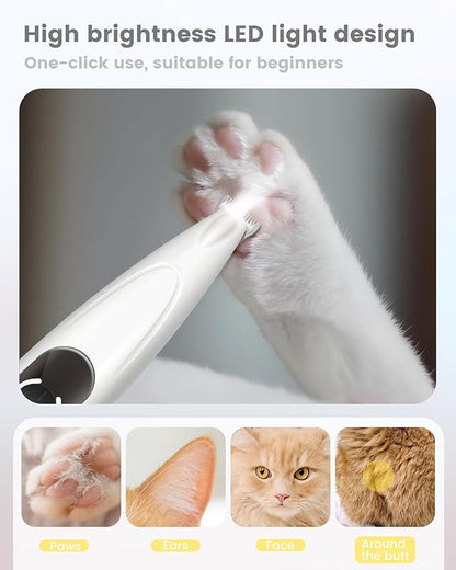 Dog Grooming Kit with LED Display, 35dB Ultra-Low Noise Dog Paw Trimmer, Cordless Hair Trimmer for Paws, Ears, Face, Rump with LED Light