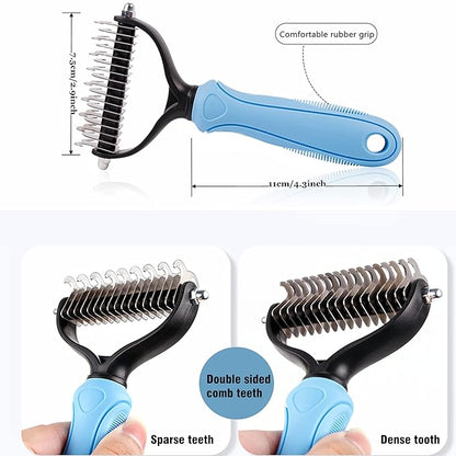Long Tooth Undercoat Rake, Deshedding Tool Set - Pet Grooming Brushes for Middle to Large Dogs, Cats, Horses - Dematting Comb for German Shepherds, Huskies, Long-Haired Breeds