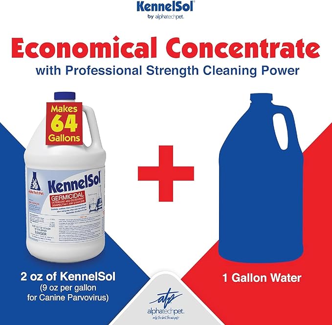 KennelSol 1-Step Kennel Cleaner - EPA Registered Liquid Concentrate Disinfectant and Deodorizer, Effective Against Bacteria and Viruses - 1 Gallon by Alpha Tech Pet