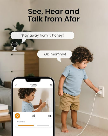 Anlapus C688 2MP Plug-in WiFi Indoor Camera for Home Security, Pet Camera with Phone App, Smart Motion/Person Detection, 2 Way Audio, Baby Monitor, Memory Card/Cloud Storage, Easy & Quick Install