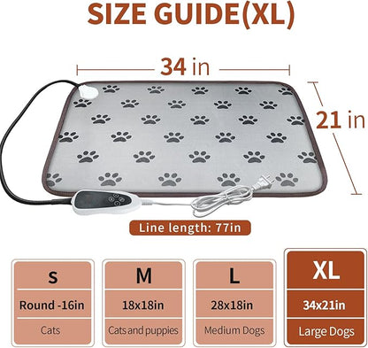 Large Dog Heating Pad 34x21in Waterproof Pet Heating Pad for Dogs Smart Thermostat Switch, Whelping Supplies Heated Dog Bed,Adding Wire Rope Wires Puppy Heating Pad Mat-Whelping Box for Dogs