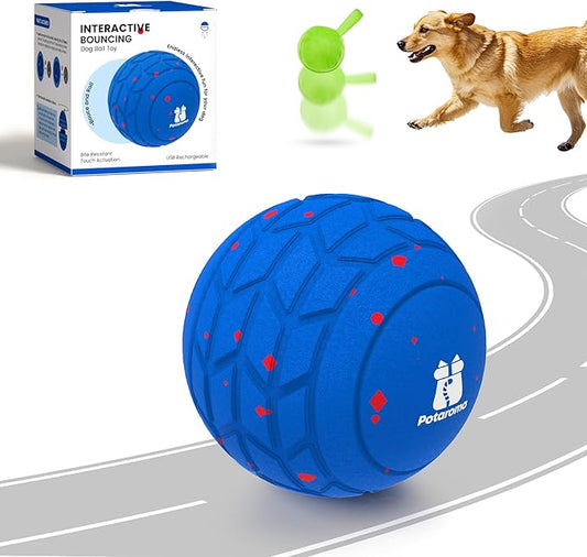 Potaroma Dog Ball Toys, Interactive Motion Activated 3 Mode Automatic Bouncing Ball Toys Durable E-TPU Material for Medium/Large Dogs, USB Rechargeable 3.2 Inches