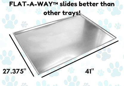 Red Hound Auto Metal Replacement Tray for Dog Crate 41 x 27.375 Inches Flat-A-Way Heavy Duty Stainless Steel Kennel Cage Pan Leakproof Liner Chew Proof Compatible with Midwest iCrate, New World More