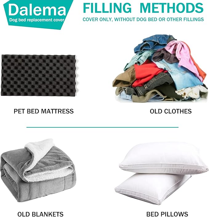 Dog Bed Cover 44Lx32Wx4H Inch.Waterproof Heavy Duty Durable Oxford Dog Bed Replacement Covers with Zipper.Washable Removable Pet Bed Mattress Protector Cover.Black,Cover Only.