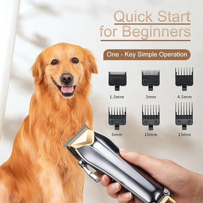 Dog Clippers for Grooming Low Noise Professional Pet Grooming Kit Rechargeable Cordless Electric Dog Hair Trimmer for Thick Coat High Power 7000RPM Pet Supplies for Dogs Cats Animals