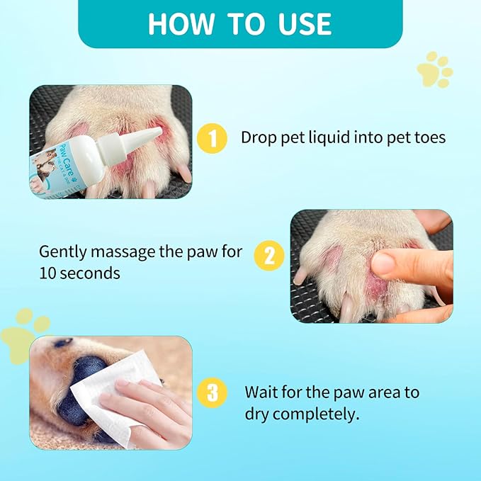 Itch Relief Dog Paw Cleaner, Dog Licking Paws Treatment, 3.4oz Dog Paw Cleaning Solution, Dog Foot Cleaner, No Rinse Pet Toes Drops Safe Cat Cleanser Care for Cleaning Grooming