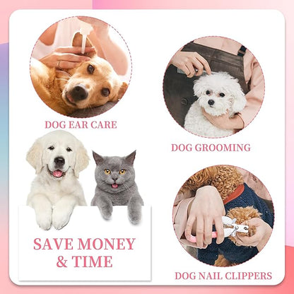 PatiencET Dog Grooming Hammock, Pet Grooming Hammock for Cats & Dogs with Security Strap, Dog Sling for Nail Trimming with Nail Clippers/Trimmer, Nail File, Pet Comb(Pink S)