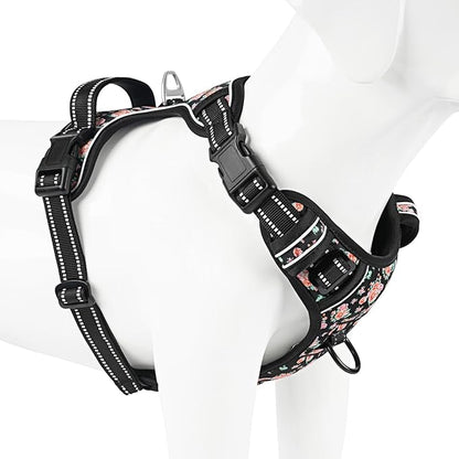 Timos No Pull Dog Harness,NO Need Go Over Dogs Head 3 Snap Buckles Reflective Oxford No Choke Harness with Front&Back 2 Metal Leash Clips Soft Padded for Small Medium Large Dogs,X-Large (Pack of 1)