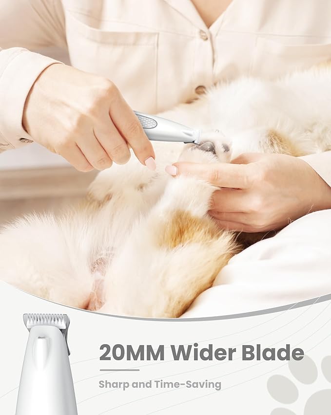 Dog Paw Trimmer with LED Light, Ultra-Low Noise Paw Trimmer for Dogs, Cordless Dog Clippers for Grooming with LED Display, Type-C Rechargeable Pet Clippers for Pads, Ears, Eyes, Face, Rump