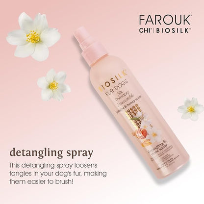 BioSilk for Dogs Silk Therapy Irresistible Detangling and Shine Spray, Scented, Jasmine and Honey Scent, Paraben Free, Made in The USA, 8 FL Ounces