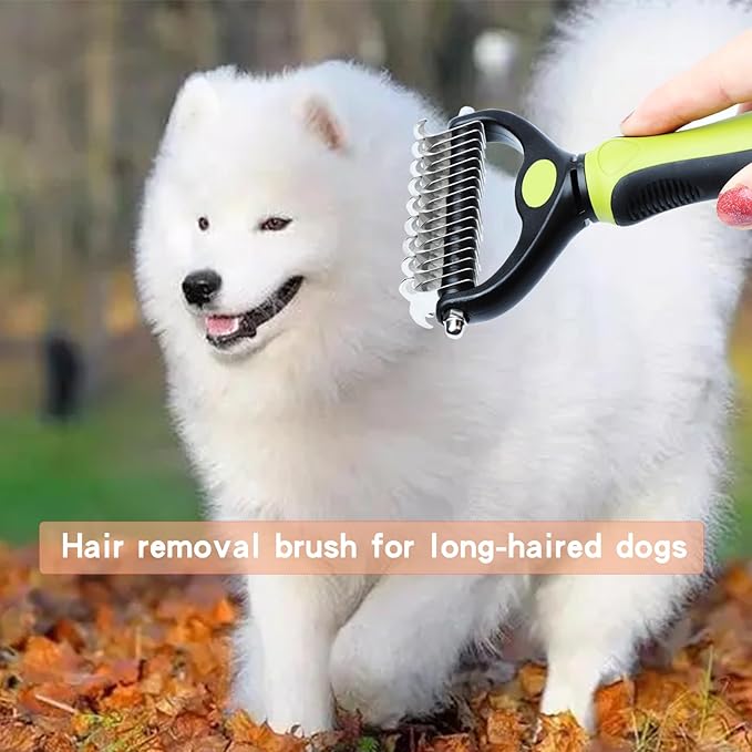 Dematting comb for Dogs, Cat deshedding Brush,Pet undercoat brushes, Dog Grooming Rakes for long haired Dogs-Double Sided Shedding,Dog brush for matted hair (Blue)
