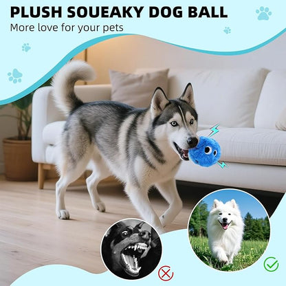 Dog Squeaky Toy, No Stuffing Plush Ball Dog Toy for Small Meduim Breed, Indestructible Puppy Chew Toys for Teething Chewing Interactive Fetch Play to Keep Them Busy, Blue, 3.1Inch