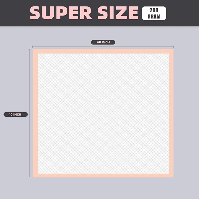 MKISS Oversized Bed Pads 40" x 60"(40 Counts), Heavy Duty Ultra Absorbent Underpads, Chucks Pads Disposable for Adults, Children, Babies, Elderly and Pets