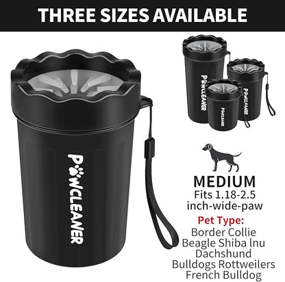 Dog Paw Cleaner for Dogs, (with 3Pcs Absorbent Towels & Adjustable Bath Brush) Dog Paw Washer, Pet Foot Cleaner (Black, Medium)