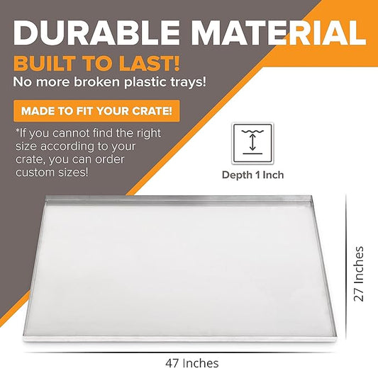 47" x 27" Metal Replacement Dog Crate Pan Chew Proof Crack Proof Pet Kennel Tray Central Dog Training Crate Pan Pet Supplies, Stainless Steel, 1" H