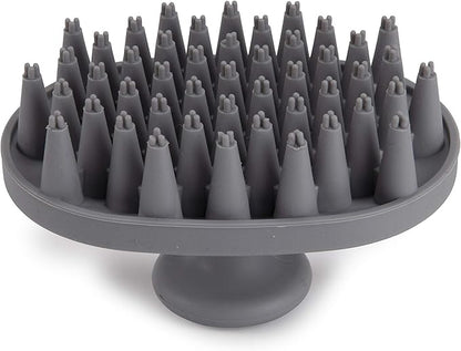 Dexas BrushBuster Silicone Gentle Dog Grooming and Massage Brush, Light Gray