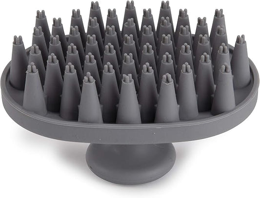 Dexas BrushBuster Silicone Gentle Dog Grooming and Massage Brush, Light Gray