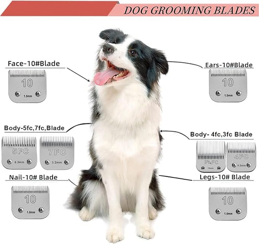 Size 40/10 Detachable Pet Dog Grooming Ceramic Blades Compatible with Oster A5,Wahl KM10 Series Clipper,Cut Length 1/100 to 1/16 in,2 Count