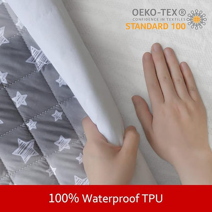 Dog Bed Covers Replacement Washable Pet Hair Easy to Remove, Waterproof Dog Bed Covers Noiseless Quilted, Pet Bed Cover Lovely Grey Star Print, Puppy Bed Cover 29x41 Inches, for Dog/Cat, Cover Only