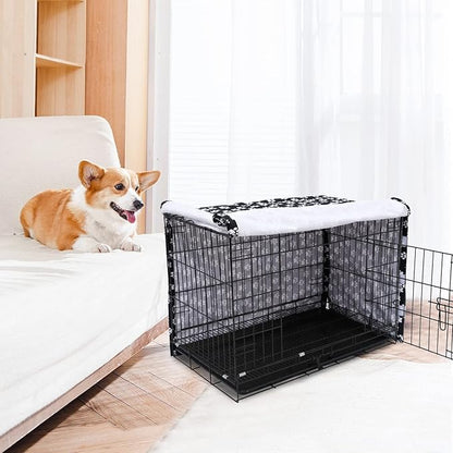 Morezi Dog Crate Cover for Wire Crates, Heavy Nylon Waterproof, Fits Most 25" inch Dog Crates, Easy to Put On, Take Off, and Adjust - Cover only - Black - Small