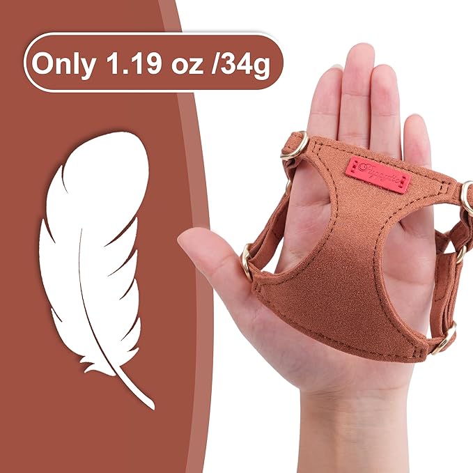 Puppytie No Pull xs Dog Harness with Multifunction Dog Leash,Soft Adjustable No Choke Escape Proof Pet Harness Vest,Brown Caramel,XS