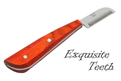 Brutul Bee Dog Grooming Coat Stripping Knife Stripper Trimmer Tool Wooded Handle Stripping Knives Set of 6 in Stainless Steel Non-Slip Tools for Grooming Dogs (Orange)