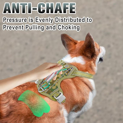 BARKBAY No Pull Dog Harness Large Reflective Dog Harness with Front Clip and Easy Control Handle for Walking Training Running with ID tag Pocket(Camo,XS)