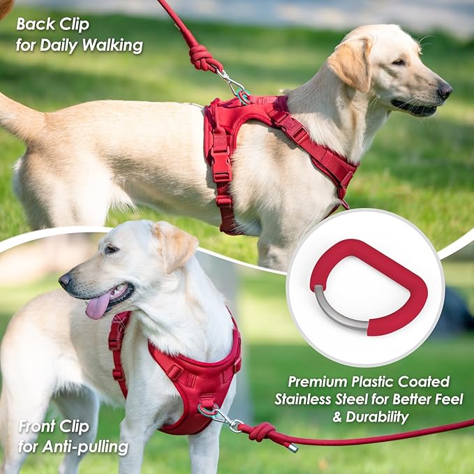 No Pull Dog Harness, Puppy Vest with Front Clip for Small Medium Large Sized Dog(Burgundy Red,XL)