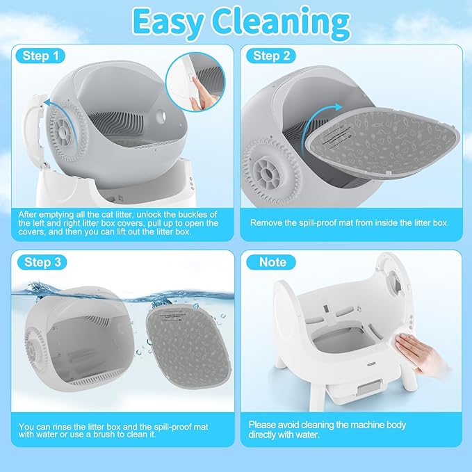 Self Cleaning Cat Litter Box, Automatic Cat Litter Box for Multiple Cats, Integrated Safety Protection with Open-Top Design