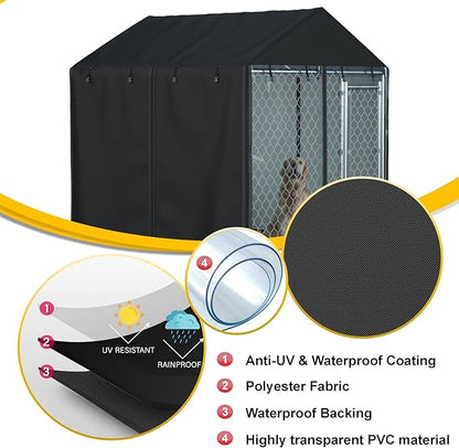 Outdoor Dog Kennel Cover Waterproof Dustproof Heavy Duty 600D 6.76 ft X 6.76 ft X 5.5 ftOutdoor Dog Pen Cover Heavy Duty Dog Kennel Mesh Large Cage Cover (cover only)